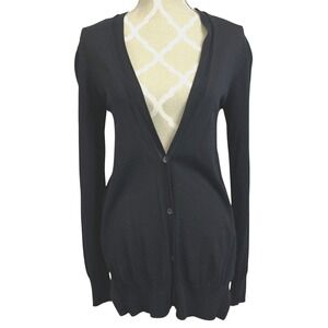WILFRED Black‎ Cardigan Womens Small Black Button Up Deep V Slinky Stretch